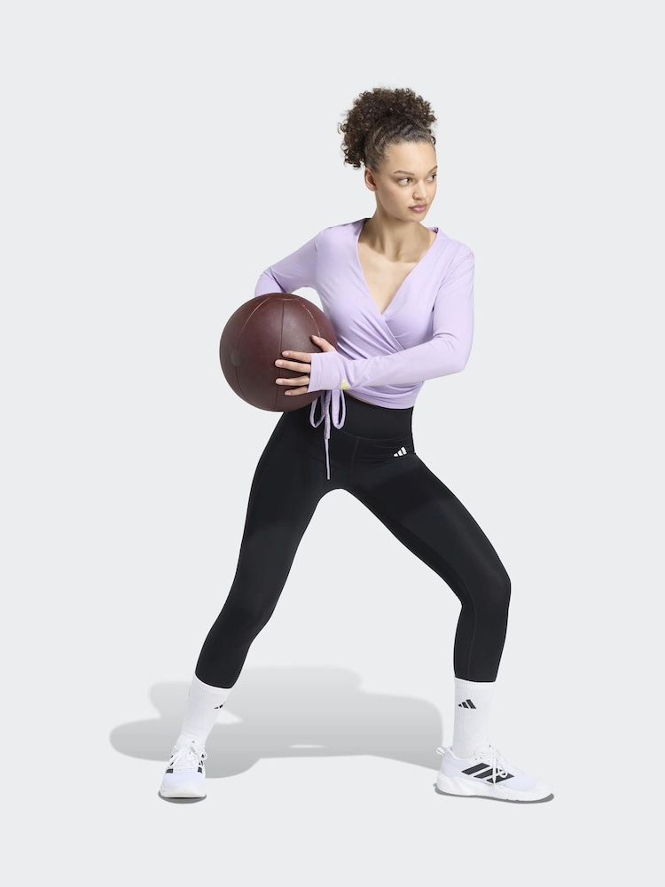 紫色 - adidas 3-Stripes Studio Ballet Wrap Top - 圖片 2/3