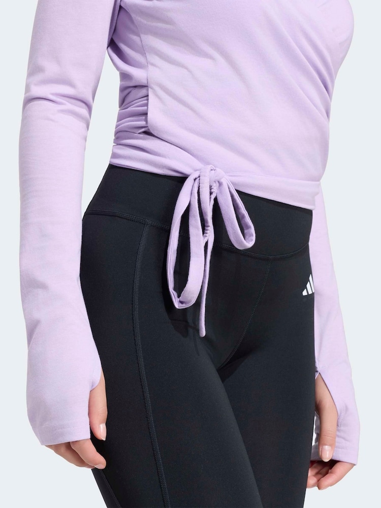 紫色 - adidas 3-Stripes Studio Ballet Wrap Top - 圖片 3/3