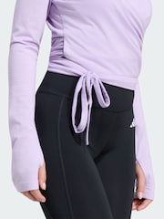adidas Purple 3-Stripes Studio Ballet Wrap Top - Image 4 of 5