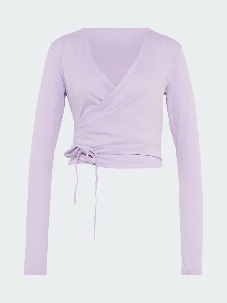 adidas Purple 3-Stripes Studio Ballet Wrap Top - Image 5 of 5 adidas Purple 3-Stripes Studio Ballet Wrap Top - Image 5 of 5