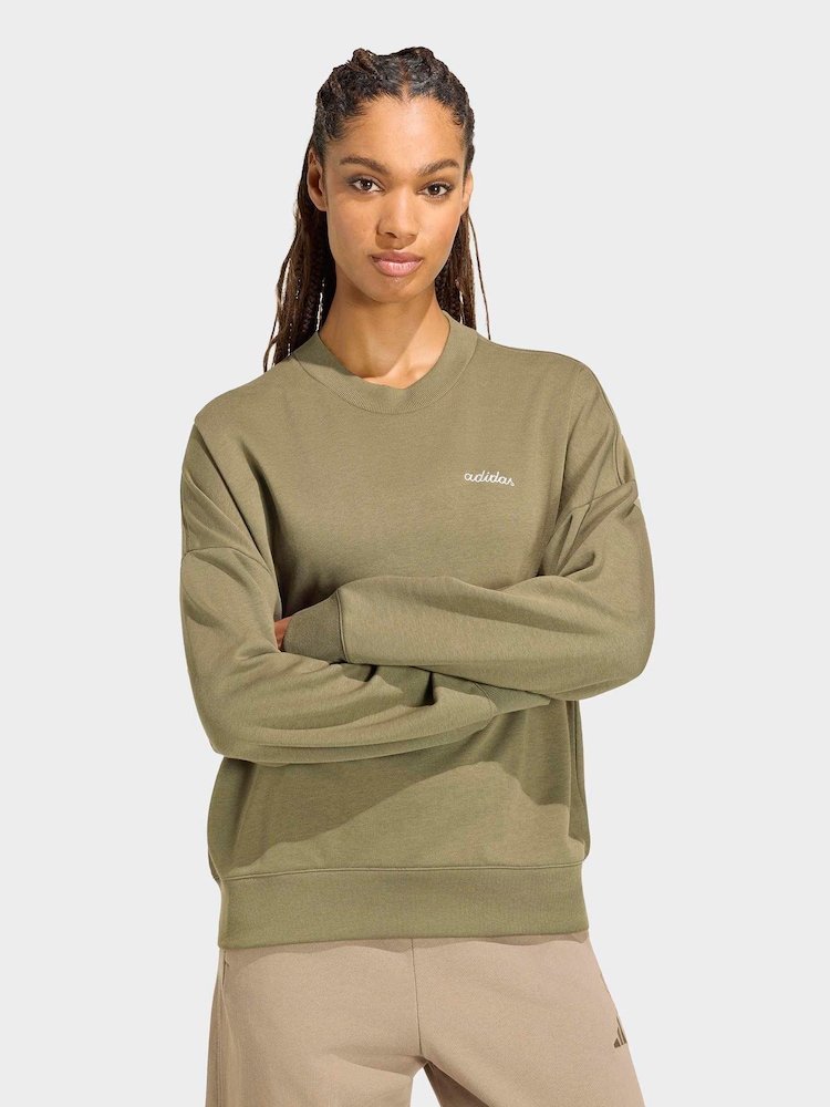 adidas Olive Green Colourpop Crew Neck Sweatshirt - Image 1 of 6 adidas Olive Green Colourpop Crew Neck Sweatshirt - Image 1 of 6