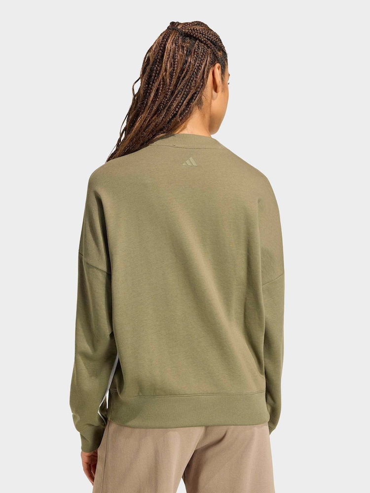 adidas Olive Green Colourpop Crew Neck Sweatshirt - Image 2 of 6 adidas Olive Green Colourpop Crew Neck Sweatshirt - Image 2 of 6