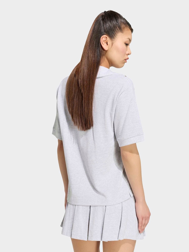 adidas Light Grey Colourpop Polo Top - Image 2 of 4