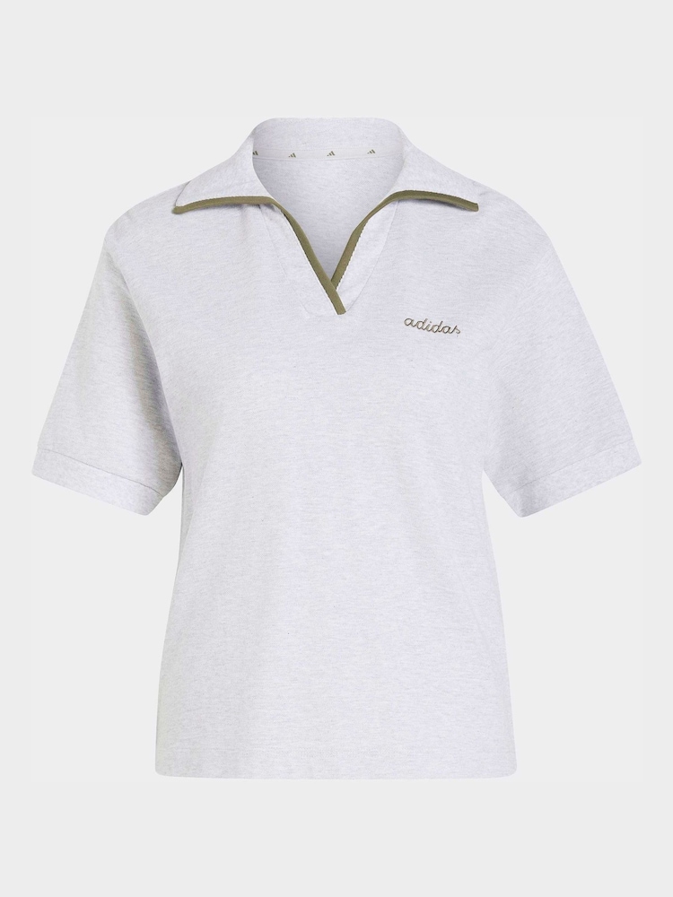 adidas Light Grey Colourpop Polo Top - Image 4 of 4