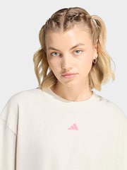adidas White 3-Stripes Studio Graphic Oversize T-Shirt - Image 4 of 6