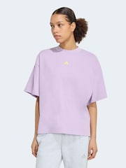 adidas Purple 3-Stripes Studio Graphic Oversize T-Shirt - Image 1 of 5