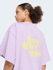 adidas Purple 3-Stripes Studio Graphic Oversize T-Shirt - Image 5 of 5