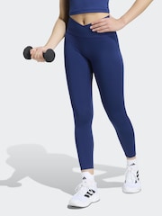 adidas Dark Blue 3-Stripes Studio Leggings - Image 1 of 6