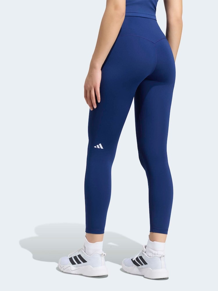 adidas Dark Blue 3-Stripes Studio Leggings - Image 2 of 6