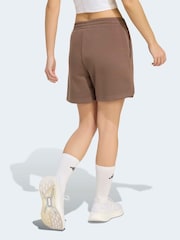 adidas Brown 3-Stripes Studio Fleece Shorts - Image 2 of 6