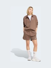 adidas Brown 3-Stripes Studio Fleece Shorts - Image 3 of 6