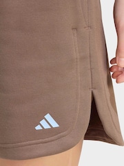 adidas Brown 3-Stripes Studio Fleece Shorts - Image 5 of 6