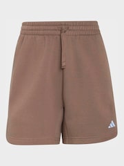 adidas Brown 3-Stripes Studio Fleece Shorts - Image 6 of 6