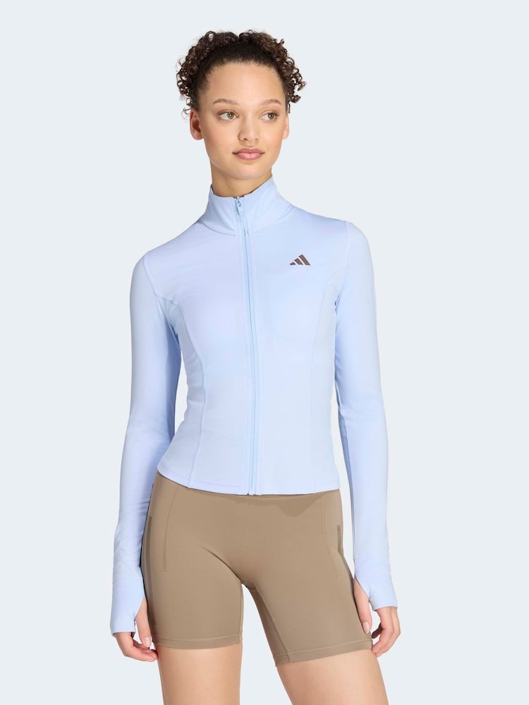adidas Light Blue Studio Full Zip Jacket - Image 1 of 6