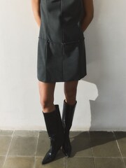 BHOEM Grey A Line Belt Detail Sleeveless Mini Dress - Image 4 of 5