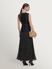 Self-Portrait Black Taffeta Polka Dot Midi Dress - Image 2 of 4