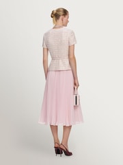 Self-Portrait Pink Sequin Boucle Tailored Midi Dress - Image 2 of 4