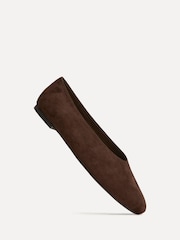 Linzi Brown Structure Square Toe Ballet Flats With Top Stitching - Image 5 of 6