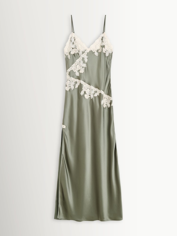 By Malene Birger Green Vera Lace Trim Maxi Dress - Image 1 of 1
