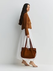 By Malene Birger Brown Annie Cropped Suede Jacket - Image 4 of 7
