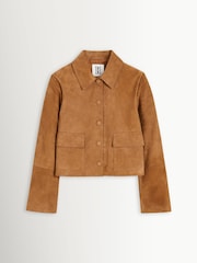 By Malene Birger Brown Annie Cropped Suede Jacket - Image 8 of 8