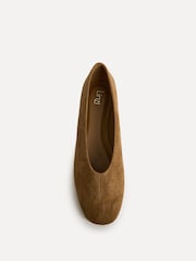 Linzi Tan Structure Square Toe Ballet Flats With Top Stitching - Image 5 of 5