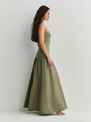 By Malene Birger Green Marc Gathered Drop Waist Maxi Dress - Image 2 of 5