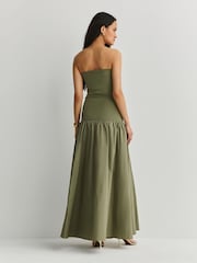 By Malene Birger Green Marc Gathered Drop Waist Maxi Dress - Image 4 of 5
