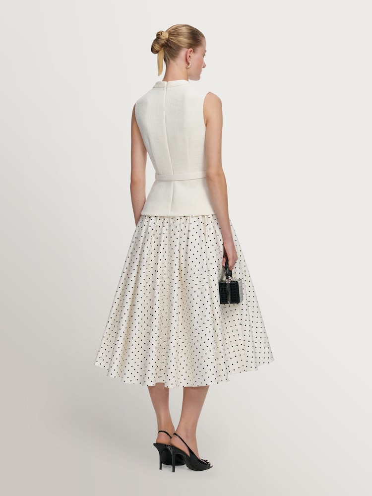 Self-Portrait Cream Boucle Polka Dot Midi Dress - Image 2 of 4