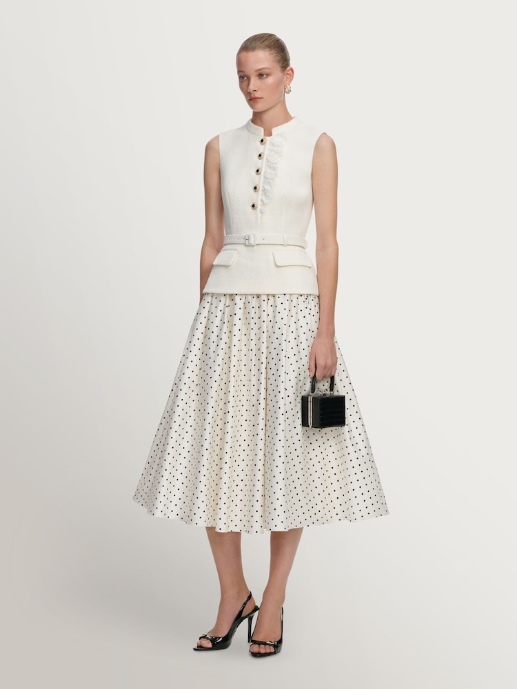 Self-Portrait Cream Boucle Polka Dot Midi Dress - Image 4 of 4