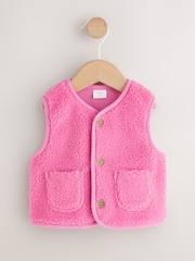 Pink Borg Baby Gilet Jacket (0mths-2yrs) - Image 1 of 5