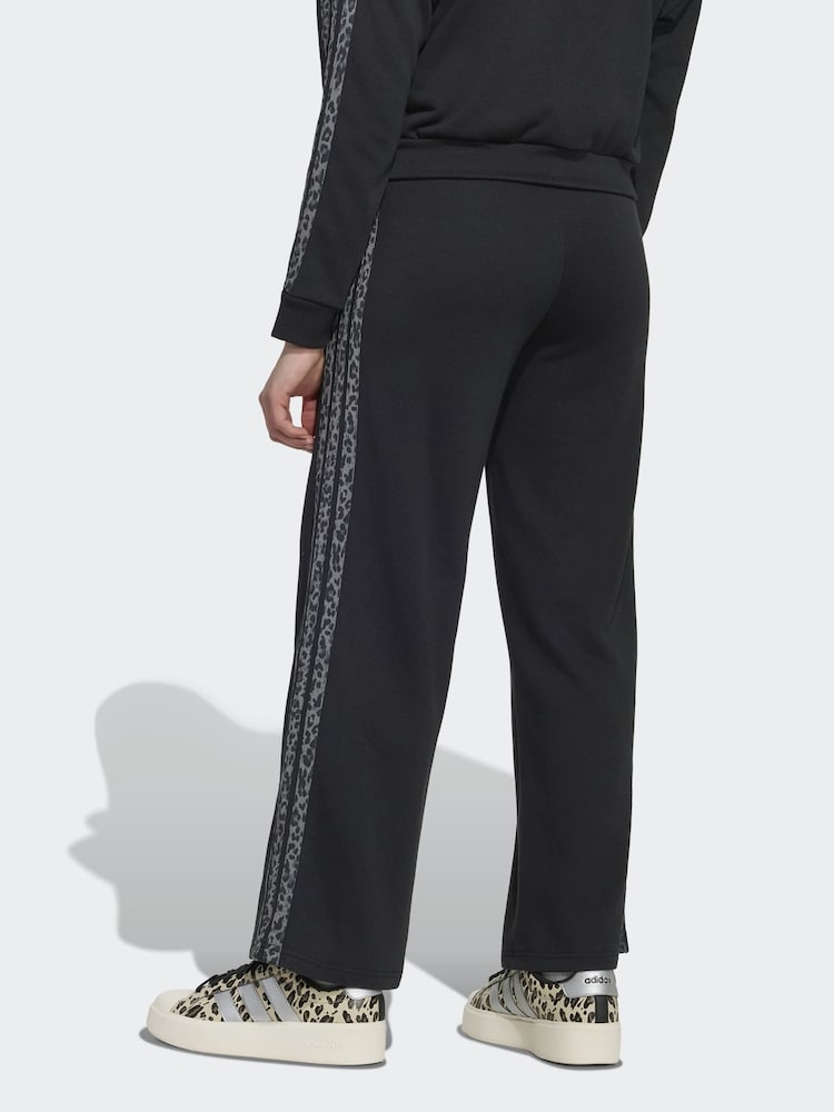 adidas Black Animal 3 Stripe Wide Leg Joggers - Image 2 of 6
