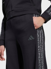 adidas Black Animal 3 Stripe Wide Leg Joggers - Image 4 of 6