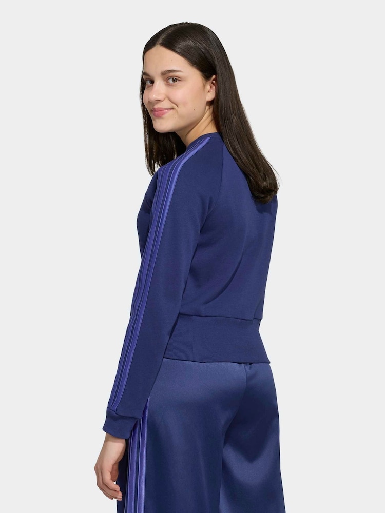 adidas Blue Satin Sweat Top - Image 2 of 6