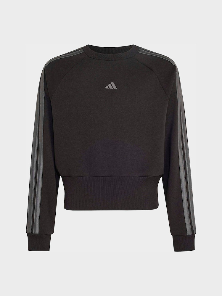 adidas Black Satin Sweat Top - Image 1 of 1 adidas Black Satin Sweat Top - Image 1 of 1