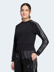 adidas Black Satin Sweat Top - Image 4 of 8