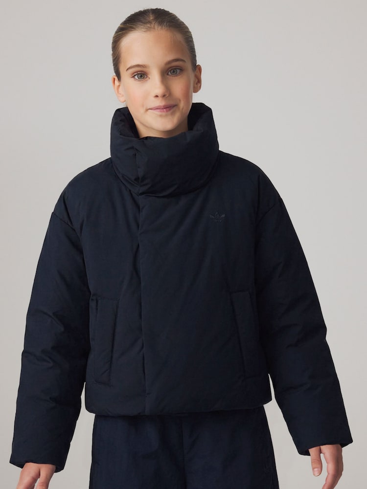adidas Originals Black Funnel Neck Puffer Jacket - Image 1 of 2