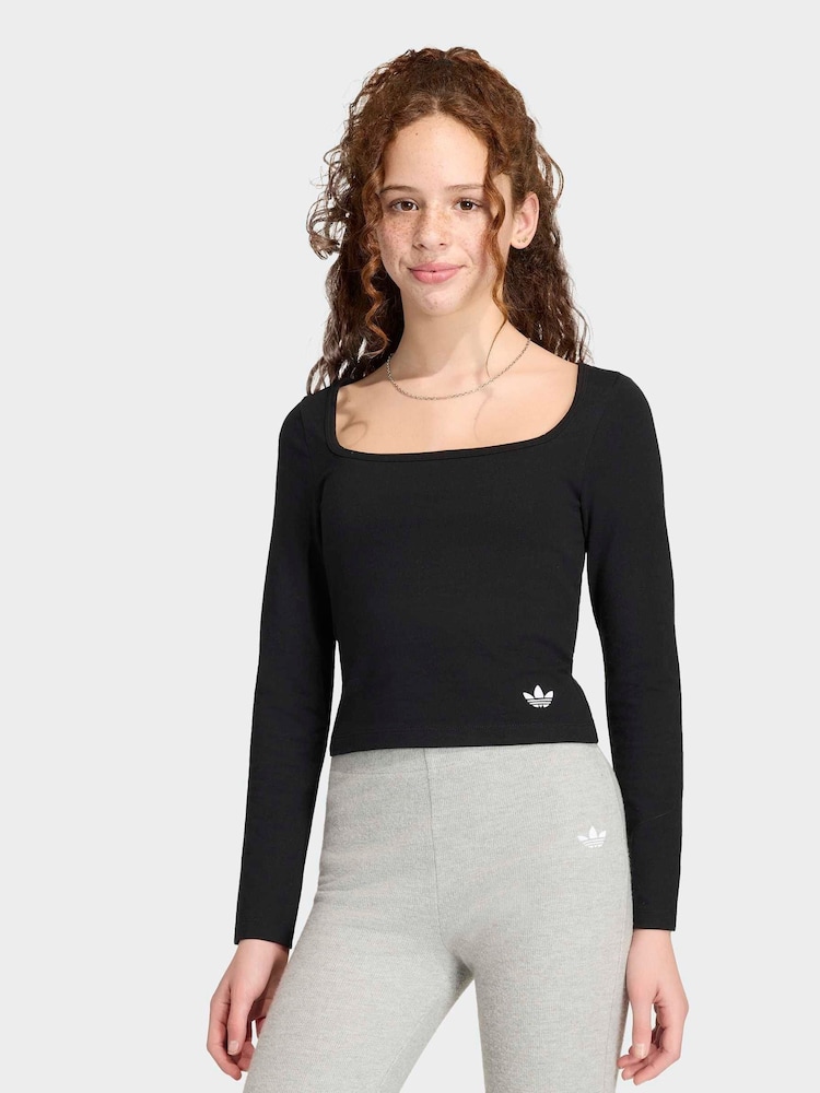Negro - Camiseta de manga larga ajustada adidas Originals - Imagen 1 de 6