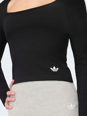 Negro - Camiseta de manga larga ajustada adidas Originals - Imagen 4 de 6