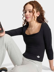 Negro - Camiseta de manga larga ajustada adidas Originals - Imagen 5 de 6