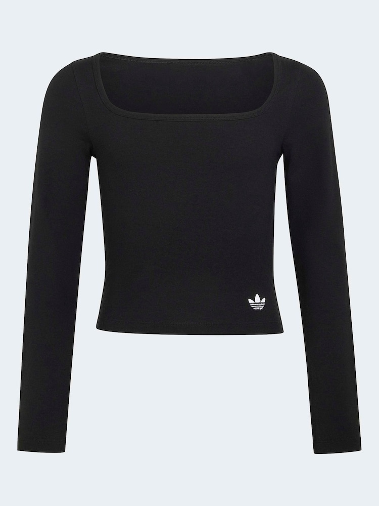 Negro - Camiseta de manga larga ajustada adidas Originals - Imagen 6 de 6