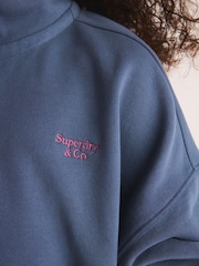 Superdry Blue Half Zip Sweatshirt and Wide Leg Joggers Set - Image 4 of 14
