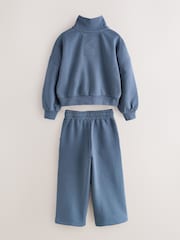 Superdry Blue Half Zip Sweatshirt and Wide Leg Joggers Set - Image 8 of 14