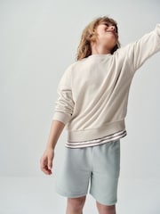The Set 6 Piece Jersey Crew Short Sleeve Oversized T-Shirt and Shorts Set Green/White/Brown - Image 6 of 15