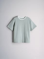 The Set 6 Piece Jersey Crew Short Sleeve Oversized T-Shirt and Shorts Set Green/White/Brown - Image 8 of 15
