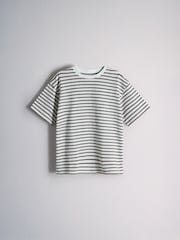 The Set 6 Piece Jersey Crew Short Sleeve Oversized T-Shirt and Shorts Set Green/White/Brown - Image 9 of 15