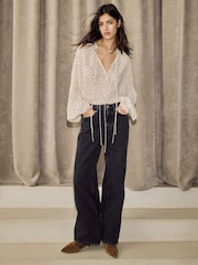 BHOEM Ecru Polka Dots Fluid V-Neckline Blouse - Image 2 of 5