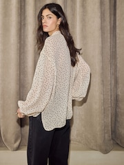 BHOEM Ecru Polka Dots Fluid V-Neckline Blouse - Image 4 of 5