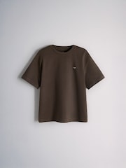 The Set 4 Pack Heavyweight Jersey Short Sleeve T-Shirts with Embroidered Motif Blue/Brown/White - Image 5 of 6