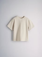 The Set 2 Pack Jersey Rib Short Sleeve Crew T-Shirt, Trophy Neck and Short Set Brown/Cream - Image 3 of 6